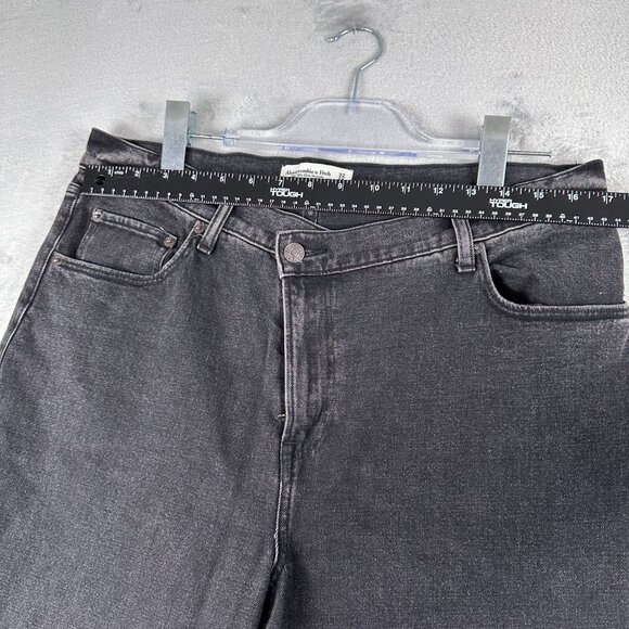 Abercrombie & Fitch 90s Slim Straight Jeans Ultra High Rise Womens 32/14 Black - Picture 7 of 12